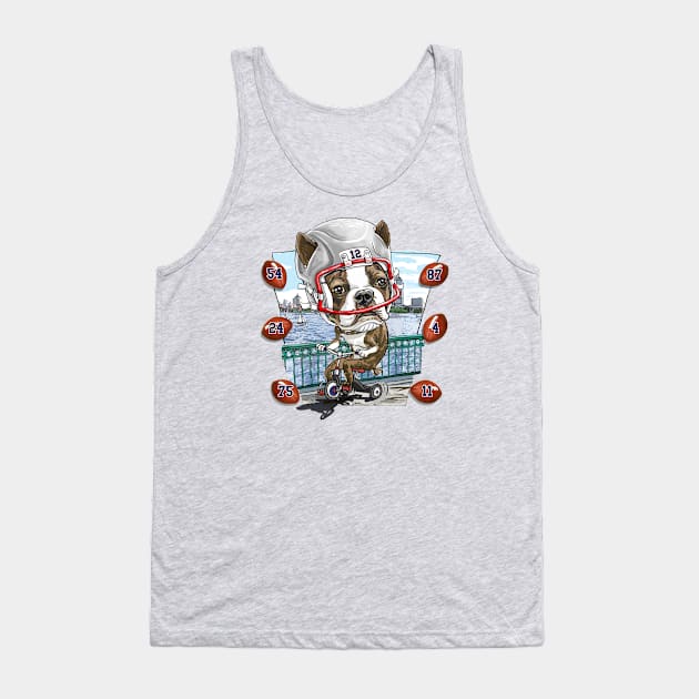 Boston Terrier Dog with Silver Football Helmet Tank Top by Mudge